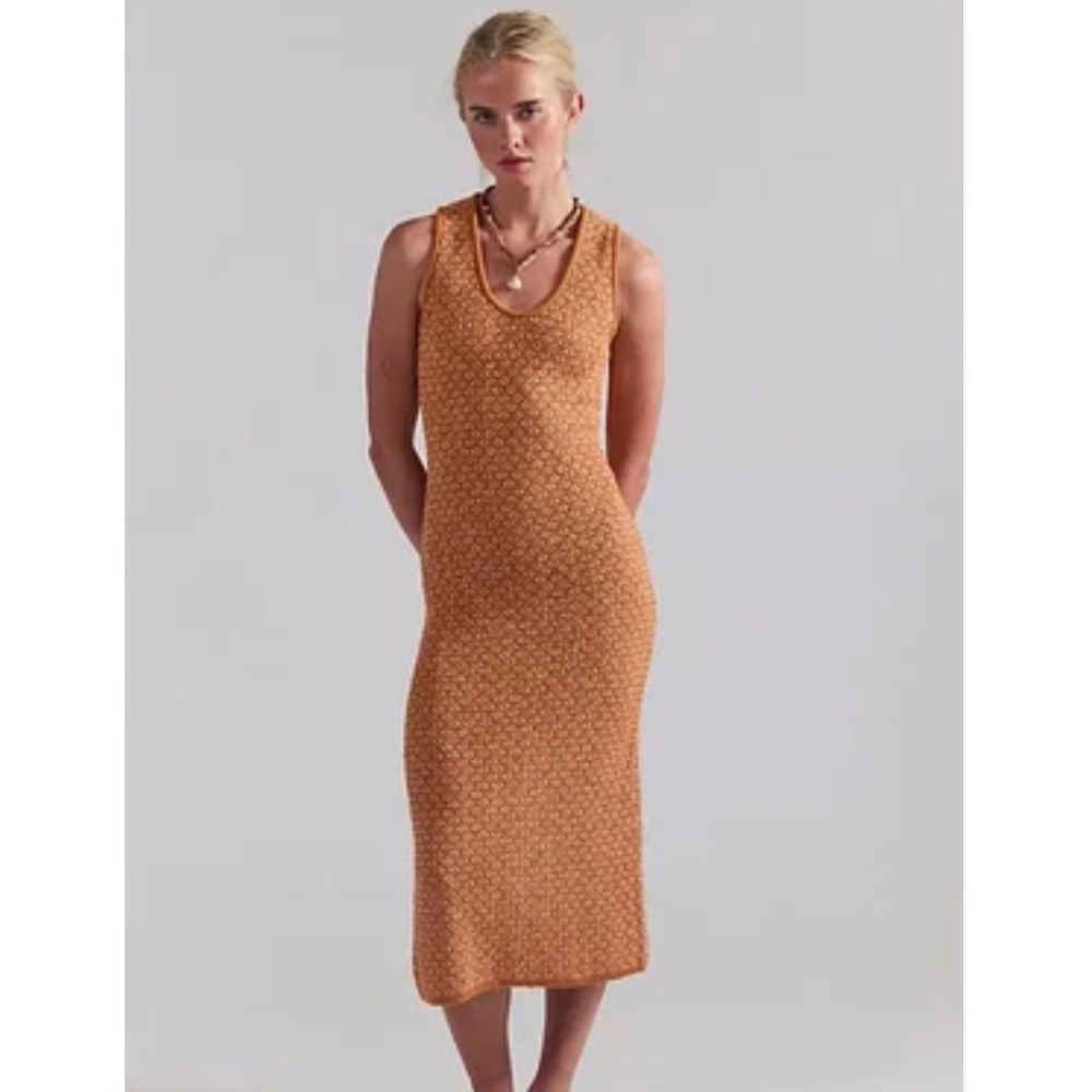 Free People Free-est Desert Apricot Knit Open Back Midi Dress  Medium